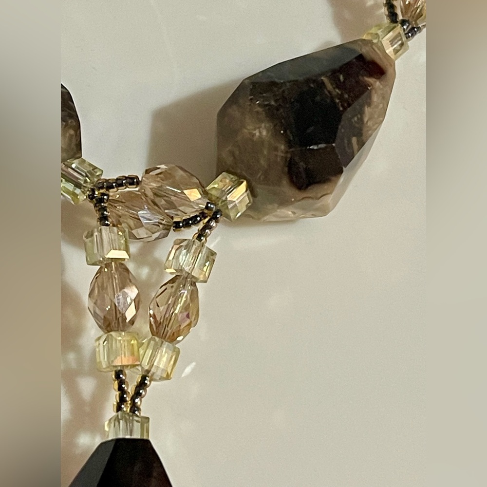 New Solid Stone With Beads Teardrop Necklace - image 2